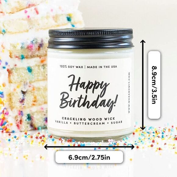 NWT Wool + Pepper Co. HAPPY BIRTHDAY Soy Wood Wick Candle - Picture 5 of 5